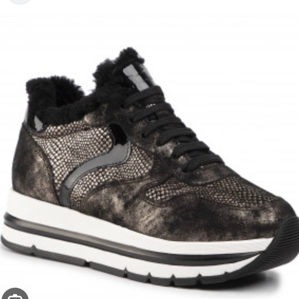 Voile Blanche Maran Shearling Fur Lined Sneakers 6 Bronze